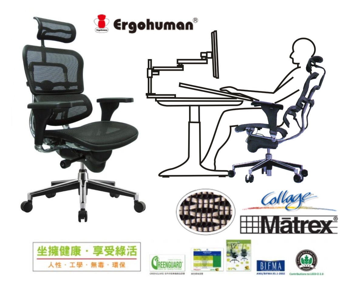 Ergohuman111人體工學椅|電腦網椅-人體工學設計