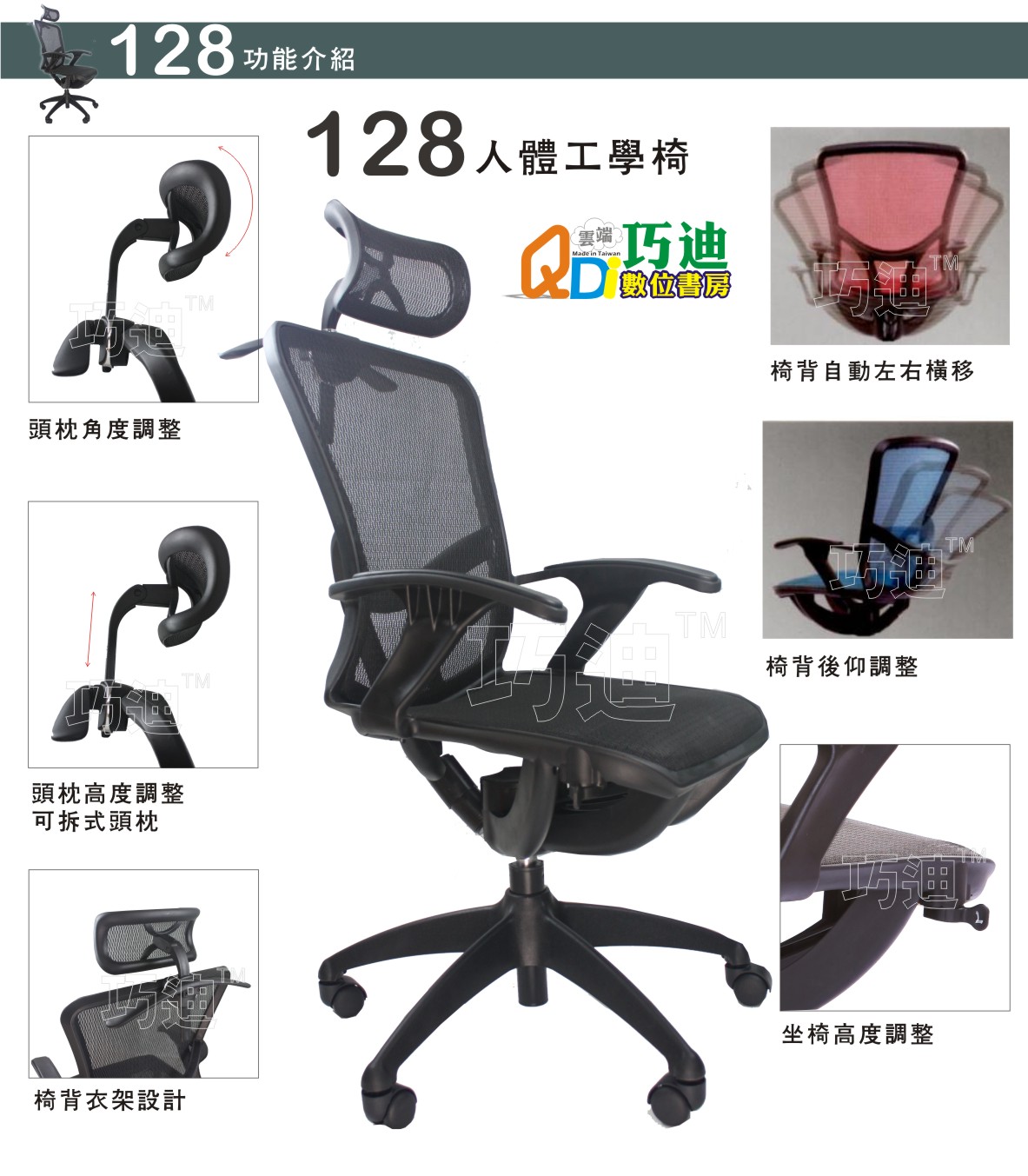 128人體工學椅|電腦椅|電競椅詳細功能說明
