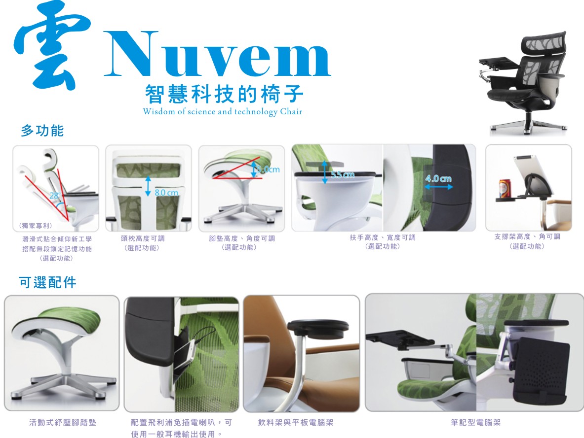 雲-Nuvem聰明的主人椅多功能與多配備說明